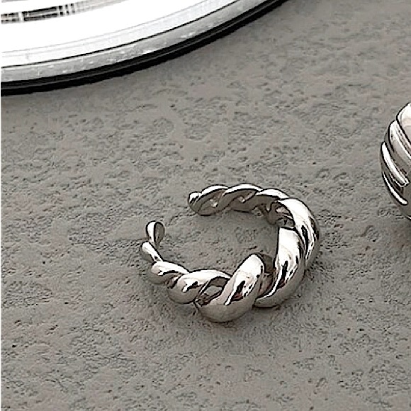 Sterling Silver Twisted Cuff Bangle Bracelet Ring Matching Set - Picture 2 of 8